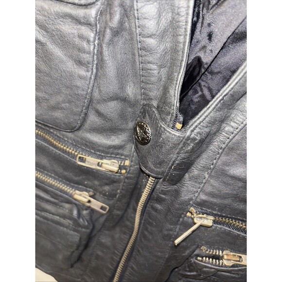 Beyond Leather Vintage Biker Vest L Pockets Sleeveless Zip Lined Snap Black - Picture 8 of 11